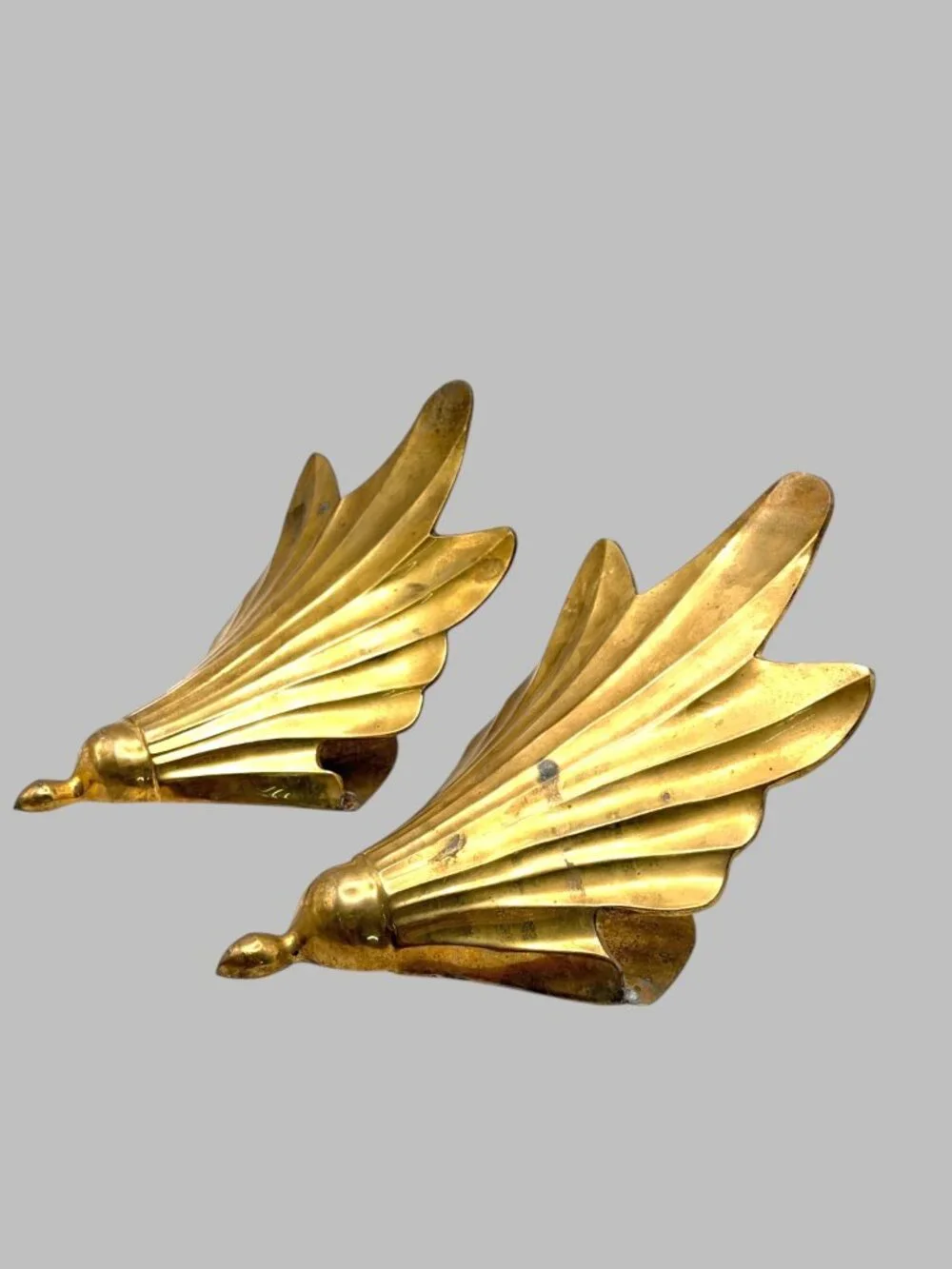 Vintage Brass Wall Sconces Pair India Hollywood Regency Fleur-de-Lis 10